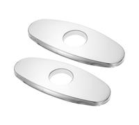 sourcing map 2Pcs Faucet Hole Cover, 5.51" Stainless Steel Deck Plate Escutcheon Plumbing Cover Plate for Bathroom Kitchen Pull Down Faucets, Silver