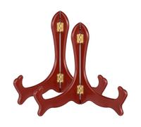 sourcing map 2Pcs Faux Wooden Easel Plate Holder, 7" Small Mahogany Finish Easels Folding Table Display Stand for Decorative Picture Frame Book Artwork Desktop Ornaments