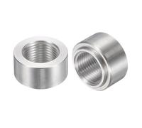 sourcing map 2Pcs Female M16x1.5 Weld Fittings, 0.96" OD. x 0.65" Length Aluminum Female Weld on Bung Fitting Stepped Bung Mounting Fitting, Silver Tone