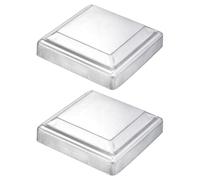 sourcing map 2Pcs Fence Post Cap Fit 4" x 4" OD Pipe, Galvanized Steel Deck Post Cover Square Decking Caps for Mailbox Outdoor Chain Link Wood/Metal Fence Deck Railing, Silver