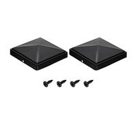 sourcing map 2Pcs Fence Post Caps, 122mm/4.8-inch Square Column Cap, Waterproof Iron Pyramid Post Cap Cover with Screws Fit for Metal Wood Fence Deck Mailbox Patio, Black