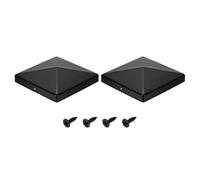 sourcing map 2Pcs Fence Post Caps, 140mm/5.51-inch Square Column Cap, Waterproof Iron Pyramid Post Cap Cover with Screws Fit for Metal Wood Fence Deck Mailbox Patio, Black