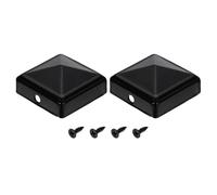 sourcing map 2Pcs Fence Post Caps, 40mm/1.57-inch Square Column Cap, Waterproof Iron Pyramid Post Cap Cover with Screws Fit for Metal Wood Fence Deck Mailbox Patio, Black