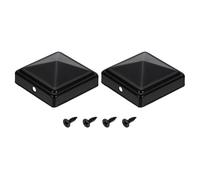 sourcing map 2Pcs Fence Post Caps, 50mm/1.97-inch Square Column Cap, Waterproof Iron Pyramid Post Cap Cover with Screws Fit for Metal Wood Fence Deck Mailbox Patio, Black