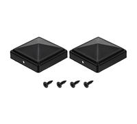 sourcing map 2Pcs Fence Post Caps, 80mm/3.15-inch Square Column Cap, Waterproof Iron Pyramid Post Cap Cover with Screws Fit for Metal Wood Fence Deck Mailbox Patio, Black