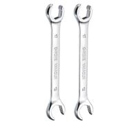 sourcing map 2pcs Flare Nut Metric Wrench 17mm x 19mm CR-V Mirror Polished Chrome Plating Metric Wrench for DIY Hand-Making Automotive Repairs and Household Maintenance