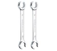 sourcing map 2pcs Flare Nut Metric Wrench 19mm x 22mm CR-V Mirror Polished Chrome Plating Metric Wrench for DIY Hand-Making Automotive Repairs and Household Maintenance