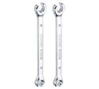 sourcing map 2pcs Flare Nut Metric Wrench 6mm x 8mm High Carbon Steel Mirror Polished Chrome Plating Metric Wrench for DIY Hand-Making Automotive Repairs and Household Maintenance