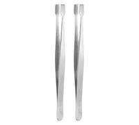 sourcing map 2pcs Flat Tweezers 4.7" Stainless Steel Precision Tweezers Wide Tip Collector Tools for Stamps Documents Jewellery Making Electronic Repair Sheet Material Precision Work