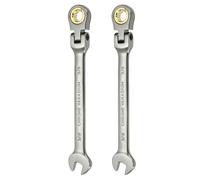 sourcing map 2pcs Flex Head Ratchet Wrench Spanner 3/8" SAE Ratcheting Combination Wrench 72-Teeth Chrome Vanadium Steel Ratchet Gear Spanners with 12 Point Box End for Auto Repairs