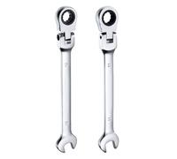 sourcing map 2pcs Flex-Head Ratcheting Wrench 10/11mm 180° Rotating Head Metric Ratchet Combination Wrenches 72-Teeth Chrome Vanadium Steel Open End Ratchet for Fasteners Nut Bolt