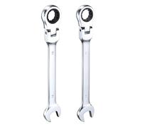 sourcing map 2pcs Flex-Head Ratcheting Wrench 16/17mm 180° Rotating Head Metric Ratchet Combination Wrenches 72-Teeth Chrome Vanadium Steel Open End Ratchet for Fasteners Nut Bolt