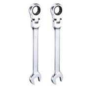 sourcing map 2pcs Flex-Head Ratcheting Wrench 17mm 180° Rotating Head Metric Ratchet Combination Wrenches 72-Teeth Chrome Vanadium Steel Open End Ratchet for Fasteners Nut Bolt