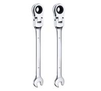 sourcing map 2pcs Flex-Head Ratcheting Wrench 7mm 180° Rotating Head Metric Ratchet Combination Wrenches 72-Teeth Chrome Vanadium Steel Open End Ratchet for Fasteners Nut Bolt
