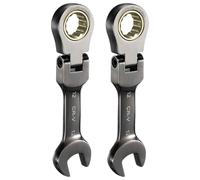 sourcing map 2Pcs Flex Head Stubby Ratcheting Combination Wrench 12mm Metric 72-Teeth CR-V Steel Nickel Plated Flex-Head Ratchet Wrench for Fasteners Nut Bolt