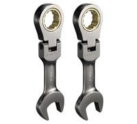 sourcing map 2Pcs Flex Head Stubby Ratcheting Combination Wrench 17mm Metric 72-Teeth CR-V Steel Nickel Plated Flex-Head Ratchet Wrench for Fasteners Nut Bolt