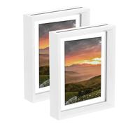 sourcing map 2Pcs Floating Frame, 8 x 6 Inch Natural Wood Pictures Frames for Pressed Flowers Standing Wall Hanging Picture Collection, White