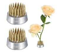sourcing map 2pcs Flower Frog, Round Brass Floral Frogs, Flower Arranger Fixed Tool Pin Frog for Flower Arrangement Vase, Fixation and Decoration (Gold, 0.9inch)