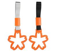 sourcing map 2Pcs Flower Shaped Car Handle Straps Rear Bumper Warning Ring Decor Train Bus Flower Handle Hand Strap Drift for Car SUV Bus, Orange-White/Orange-Black