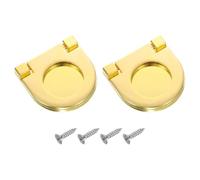 sourcing map 2Pcs Flush Pull Handle, 1.38 Inch Hidden Recessed Furniture Grip Cabinets Door Pull Ring Handles with Screws for Drawers Cupboard Dresser, Gold
