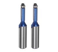 sourcing map 2pcs Flush Trim Router Bit 1/2" Shank 1/4" Dia 0.8" Cutting Depth Top Bearing Flush Straight Cut Trimming Router Bits Carbide for Particle Board Plywood MDF Woodwork, Silver Blue