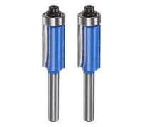 sourcing map 2pcs Flush Trim Router Bit 1/4" Shank 1/2" Dia 1" Cutting Depth Top Bearing Flush Straight Cut Trimming Router Bits Carbide for Particle Board Plywood MDF Woodwork, Blue