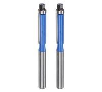 sourcing map 2pcs Flush Trim Router Bit 1/4" Shank 1/4" Dia 1" Cutting Depth Top Bearing Flush Straight Cut Trimming Router Bits Carbide for Particle Board Plywood MDF Woodwork, Blue