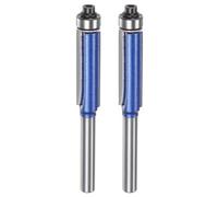 sourcing map 2pcs Flush Trim Router Bit 6mm Shank 3/8" Dia 1.2" Cutting Depth Top Bearing Flush Straight Cut Trimming Router Bits Carbide for Particle Board Plywood MDF Woodwork, Silver Blue