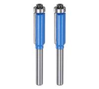 sourcing map 2pcs Flush Trim Router Bit 6mm Shank 3/8" Dia 1" Cutting Depth Top Bearing Flush Straight Cut Trimming Router Bits Carbide for Particle Board Plywood MDF Woodwork, Blue
