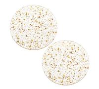 sourcing map 2pcs Foil Acrylic Cup Coasters, Round Acrylic Drink Coaster Decorative Plates for Tabletop Protection Bar Home Decor Gold