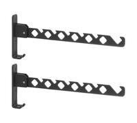 sourcing map 2pcs Folding Cloth Hanger Holder, Clothes Drying Rack Wall Mounted Aluminum Alloy Retractable Foldable Indoor Hanger Space Saver for Laundry Room Bedroom Balcony Black