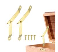 sourcing map 2Pcs Folding Lid Support Hinges, 2.7" 180 Degree Rotatable Hinges, Iron Lid Stay Hinge for for Cabinet Wardrobe Wooden Jewelry Box Cupboard Storage Shelve, Gold Tone