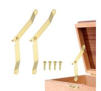 sourcing map 2Pcs Folding Lid Support Hinges, 2.8" 180 Degree Rotatable Hinges, Iron Lid Stay Hinge for for Cabinet Wardrobe Wooden Jewelry Box Cupboard Storage Shelve, Gold Tone
