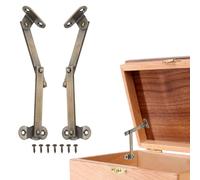 sourcing map 2Pcs Folding Lid Support Hinges, 3" Left and Right Side Lift Up Stay Hinge Brass Rotatable Hinges for Cabinet Wardrobe Wooden Jewelry Box Cupboard Storage Shelve, Bronze Tone