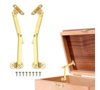 sourcing map 2Pcs Folding Lid Support Hinges, 3" Left and Right Side Lift Up Stay Hinge Brass Rotatable Hinges for Cabinet Wardrobe Wooden Jewelry Box Cupboard Storage Shelve, Gold Tone