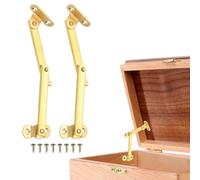 sourcing map 2Pcs Folding Lid Support Hinges, 3" Left Side Lift Up Stay Hinge Brass Rotatable Hinges for Cabinet Wardrobe Wooden Jewelry Box Cupboard Storage Shelve, Gold Tone