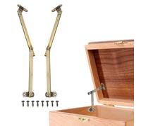 sourcing map 2Pcs Folding Lid Support Hinges, 4.9" Left and Right Side Lift Up Stay Hinge Brass Rotatable Hinges for Cabinet Wardrobe Wooden Jewelry Box Cupboard Storage Shelve, Bronze Tone
