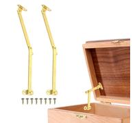 sourcing map 2Pcs Folding Lid Support Hinges, 4.9" Left Side Lift Up Stay Hinge Brass Rotatable Hinges for Cabinet Wardrobe Wooden Jewelry Box Cupboard Storage Shelve, Gold Tone