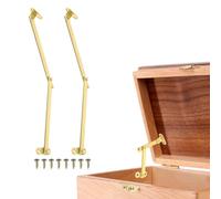 sourcing map 2Pcs Folding Lid Support Hinges, 5.9" Left Side Lift Up Stay Hinge Brass Rotatable Hinges for Cabinet Wardrobe Wooden Jewelry Box Cupboard Storage Shelve, Gold Tone