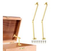 sourcing map 2Pcs Folding Lid Support Hinges, 5.9" Right Side Lift Up Stay Hinge Brass Rotatable Hinges for Cabinet Wardrobe Wooden Jewelry Box Cupboard Storage Shelve, Gold Tone