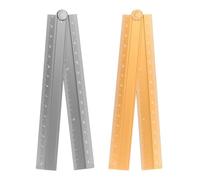 sourcing map 2pcs Folding Straight Ruler 30cm Metric Aluminum Alloy Protractor Foldable Angle Ruler Geometric Measure Tool with Angle Line for Architect Artist Office, Gray/Orange-Gold
