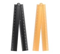 sourcing map 2pcs Folding Straight Ruler 30cm Metric Aluminum Alloy Protractor Foldable Angle Ruler Geometric Measure Tool with Angle Line for Architect Artist Office, Black/Orange-Gold