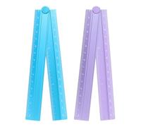 sourcing map 2pcs Folding Straight Ruler 30cm Metric Aluminum Alloy Protractor Foldable Angle Ruler Geometric Measure Tool with Angle Line for Architect Artist Office, Peacock Blue/Lavender