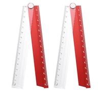 sourcing map 2pcs Folding Straight Ruler 30cm Metric Aluminum Alloy Protractor Foldable Angle Ruler Geometric Measuring Tool for Architects Artists Office, Red