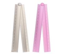 sourcing map 2pcs Folding Straight Ruler 30cm Metric Aluminum Alloy Protractor Foldable Angle Ruler Geometric Measure Tool with Angle Line for Architect Artist Office, Khaki/Light Pink