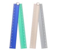 sourcing map 2pcs Folding Straight Ruler 30cm Metric Aluminum Alloy Protractor Foldable Angle Ruler Geometric Measuring Tool with Angle Line for Architects Artist Office, Gold Silver/Blue Green