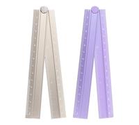 sourcing map 2pcs Folding Straight Ruler 30cm Metric Aluminum Alloy Protractor Foldable Angle Ruler Geometric Measure Tool with Angle Line for Architect Artist Office, Khaki/Lavender