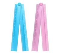 sourcing map 2pcs Folding Straight Ruler 30cm Metric Aluminum Alloy Protractor Foldable Angle Ruler Geometric Measure Tool with Angle Line for Architect Artist Office, Peacock Blue/Light Pink