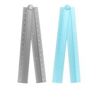 sourcing map 2pcs Folding Straight Ruler 30cm Metric Aluminum Alloy Protractor Foldable Angle Ruler Geometric Measure Tool with Angle Line for Architect Artist Office, Gray/Sky Blue