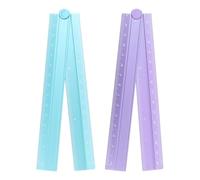 sourcing map 2pcs Folding Straight Ruler 30cm Metric Aluminum Alloy Protractor Foldable Angle Ruler Geometric Measure Tool with Angle Line for Architect Artist Office, Sky Blue/Lavender